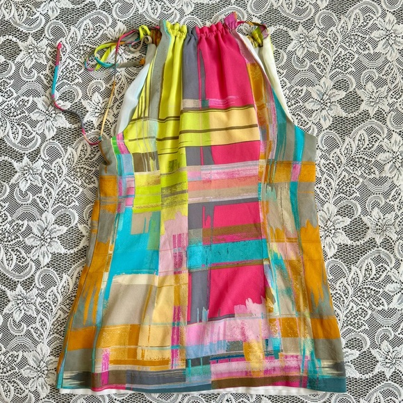 🚩SOLD🚩Trina Turk Watercolor Halter blouse XS - Picture 2 of 3